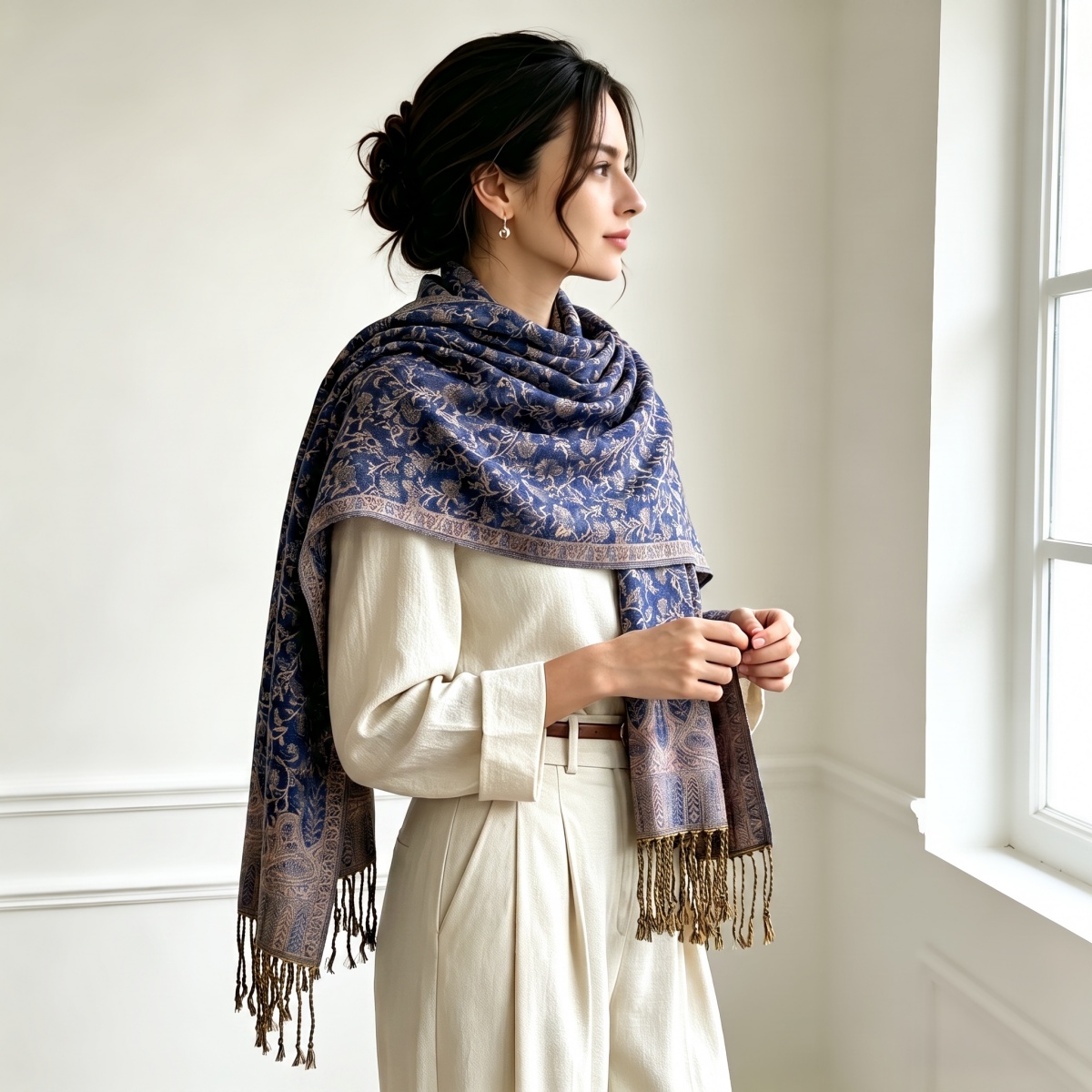 Cashmere Pashmina Wrap - ผ้าพันคอพิมพ์ลาย ฮิญาบ แคชเมียร์ ผ้าพันคอพาชมินา ผ้าพันคอ ผ้าคลุมไหล่