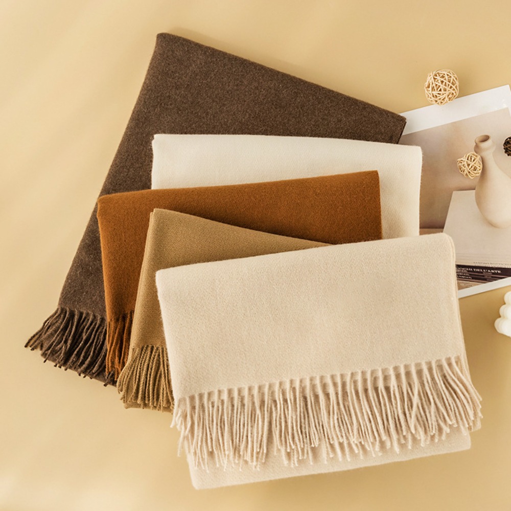 Cashmere Pashmina Wrap - ผ้าพันคอขนสัตว์สำหรับผู้หญิง2024ฤดูหนาวผ้าคลุมไหล่อบอุ่นผ้า Pashmina ผ้าห่มพิมพ์ลายสีพื้นผ้าพันคอที่คาดผมฮิญาบ