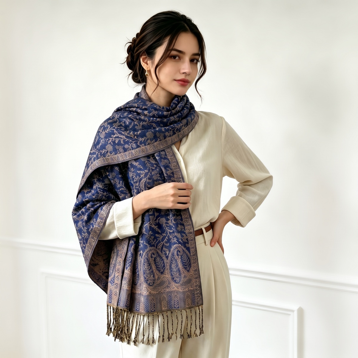 ผ้าพันคอพิมพ์ลาย ฮิญาบ แคชเมีย - Cashmere Pashmina Wrap บทวิจารณ์และราคา
