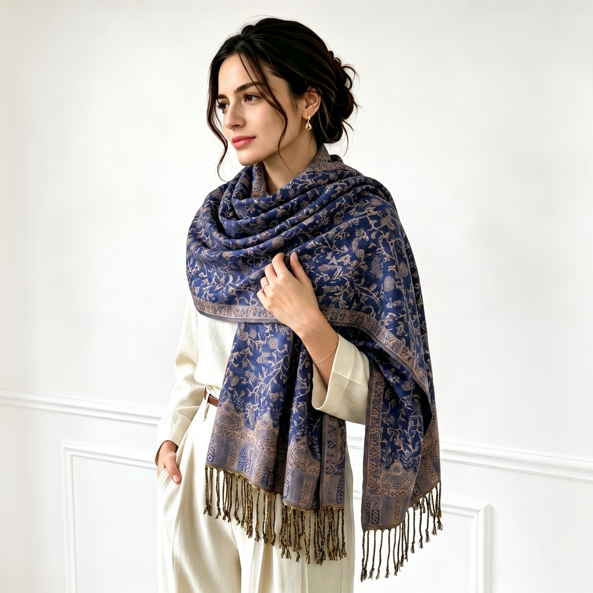 ผ้าพันคอพิมพ์ลาย ฮิญาบ แคชเมีย - Cashmere Pashmina Wrap บทวิจารณ์และราคา