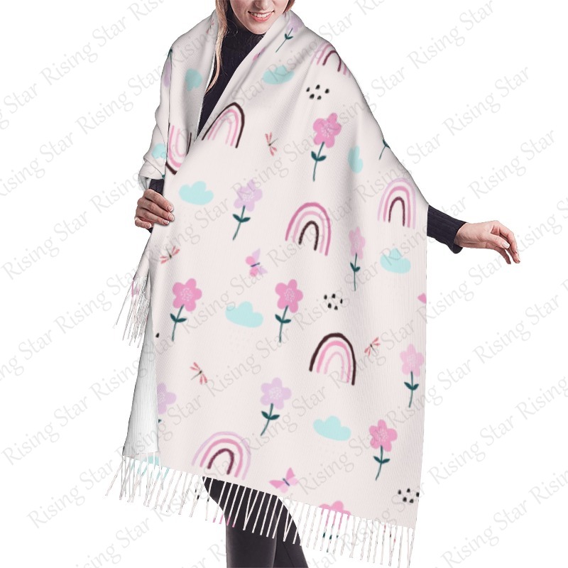 ผ้าพันคอแคชเมียร์ลายการ์ตูนดอก - Cashmere Pashmina Wrap บทวิจารณ์และราคา