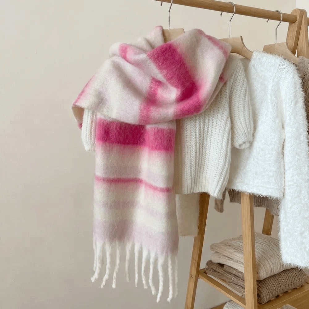 ผ้าพันคอขนแกะลายทางโมแฮร์สุดหร - Wool Scarf Men บทวิจารณ์และราคา